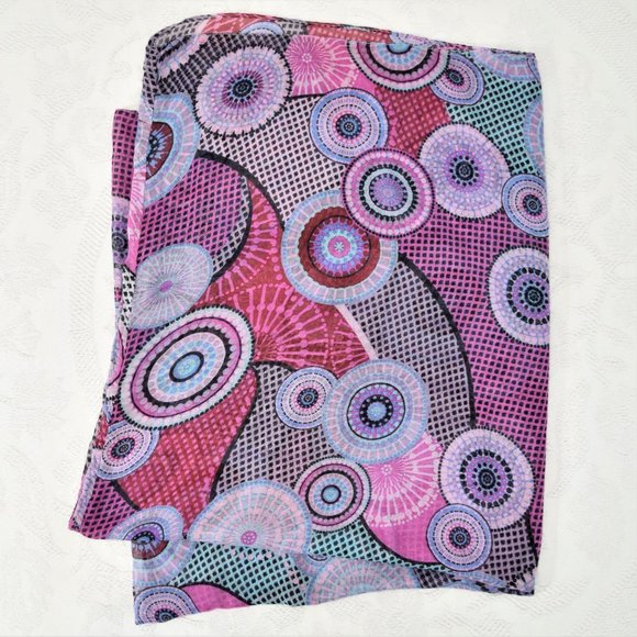 Mandala Houndstooth Infinity Circle Fashion Scarf Pink Purple Blue Scarves 64" - Picture 4 of 8